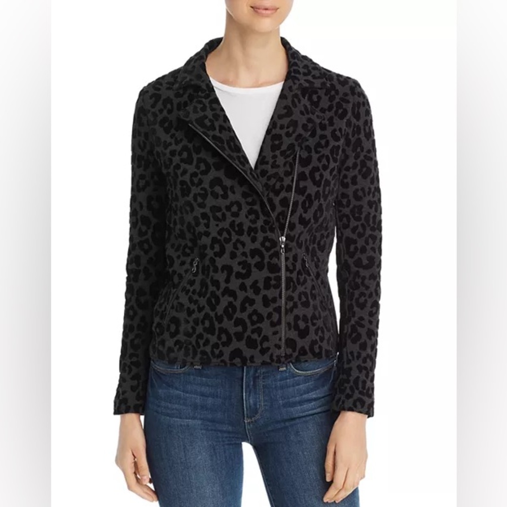 Majestic Filatures Women's Viscose/Elastane 
Leopard Print Moto Jacket Small